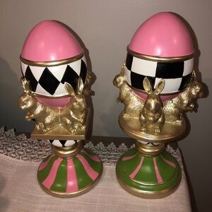 🖤 mackenzie childs inspired pink finial’s eggs on pedestal